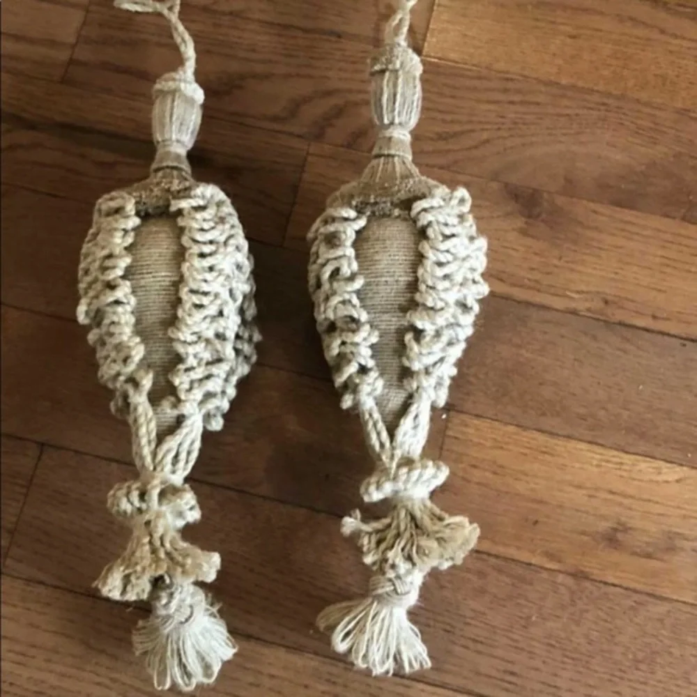NWT Vatican‎ Homes pair of designer jute curtain accessories